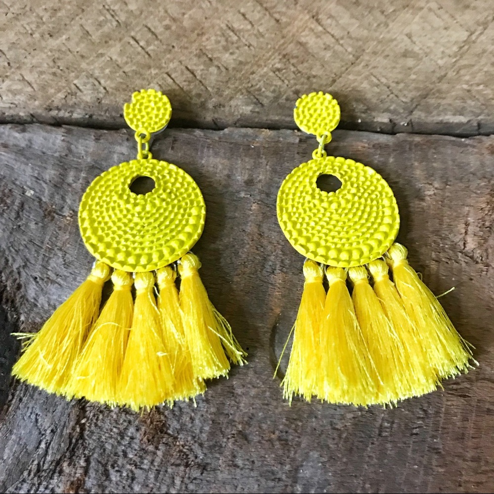 Yellow Tassel Earrings